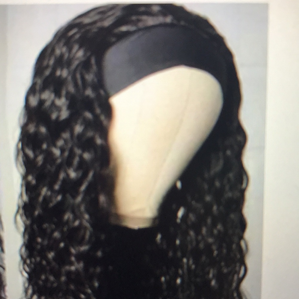 UNice headband human hair wig curly glue less